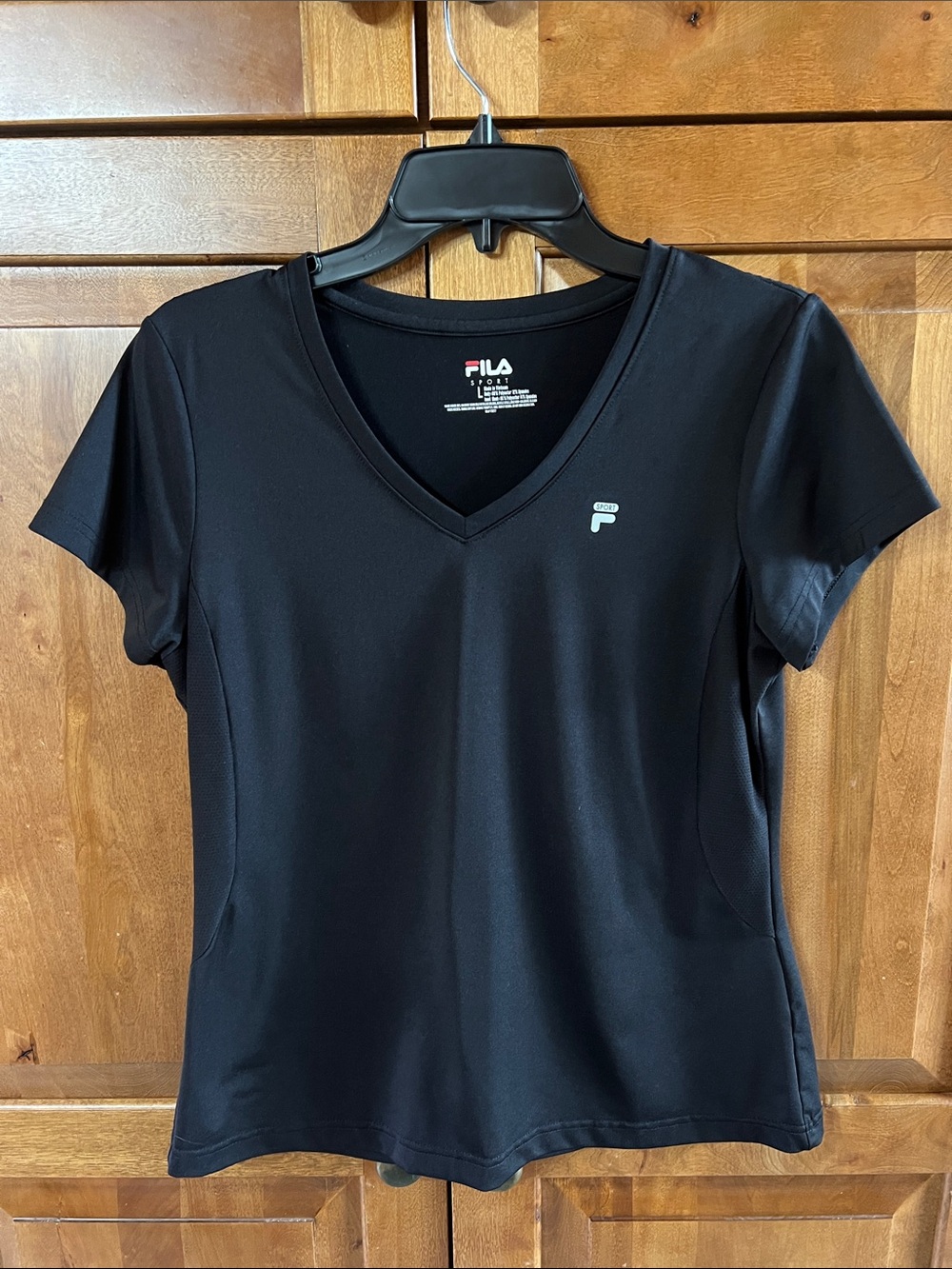 FILA Black V-Neck Short Sleeve Athletic Tee